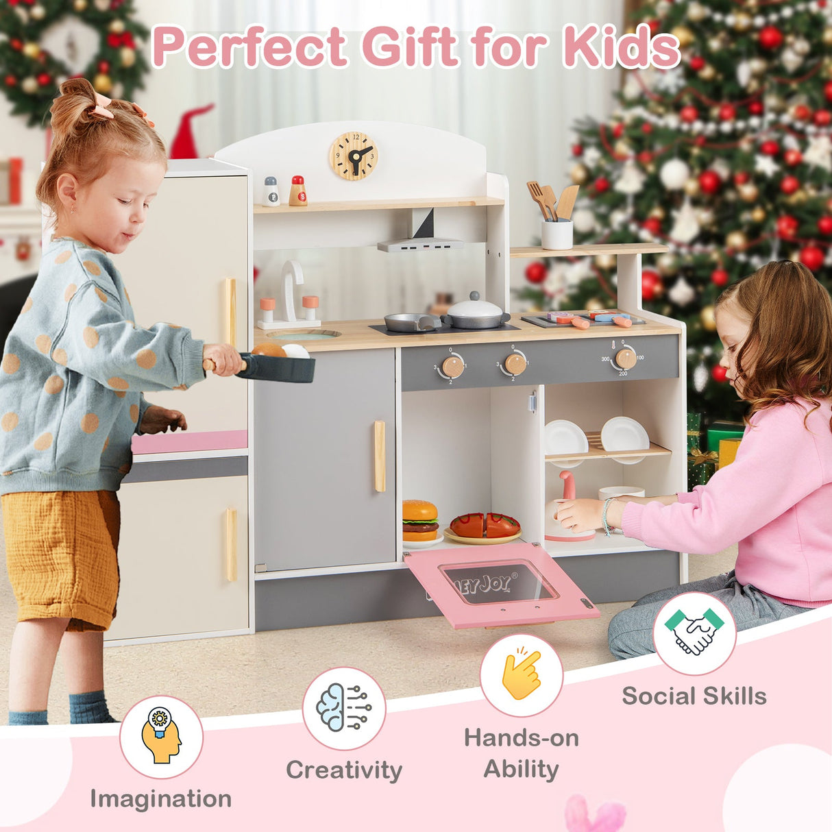 Juego de cocina de juguete para niños con campana extractora y frigorífico realistas