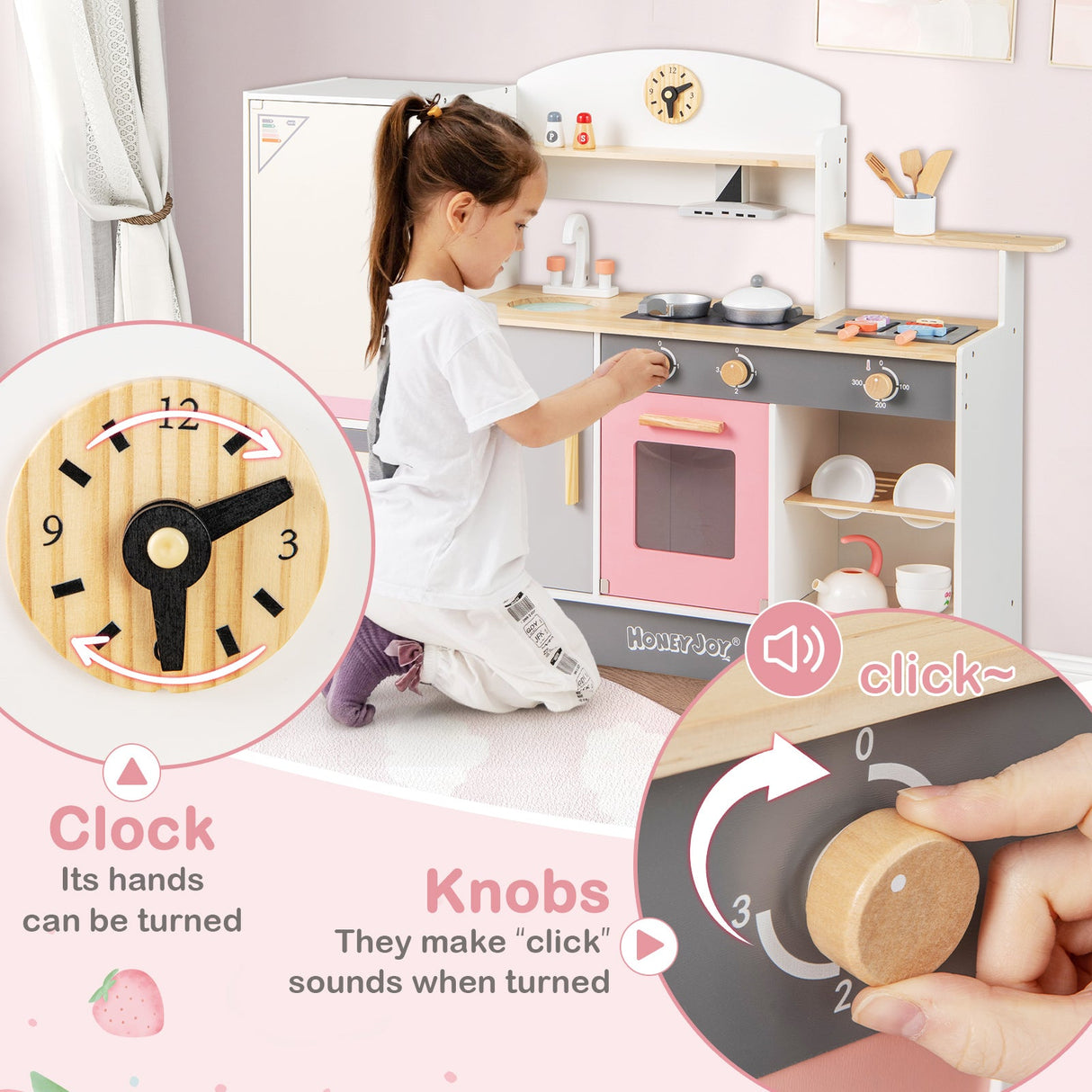 Juego de cocina de juguete para niños con campana extractora y frigorífico realistas