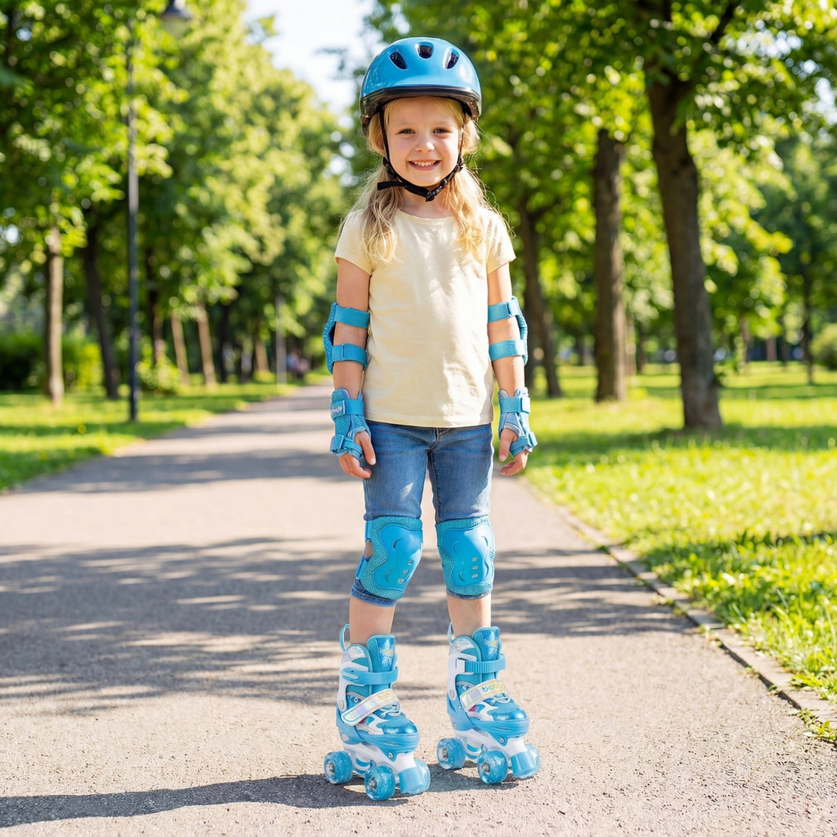 Patines para niños 4 tallas ajustables con ruedas luminosas para niños pequeños de 5 a 7 años (S)