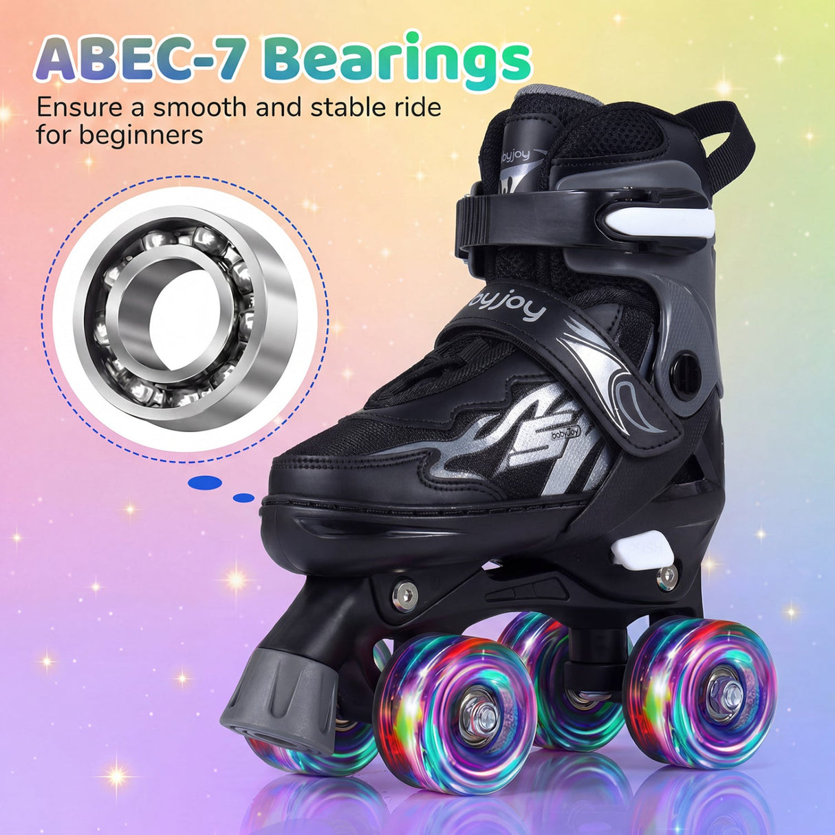 Patines de ruedas para niños y niñas, ajustables a 4 tallas, con ruedas luminosas