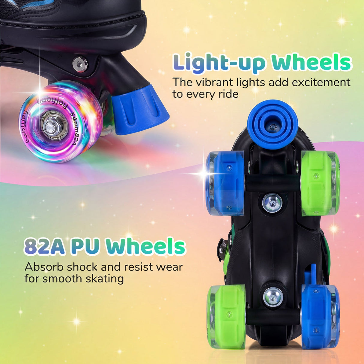 Patines de ruedas para niños y niñas, ajustables a 4 tallas, con ruedas luminosas