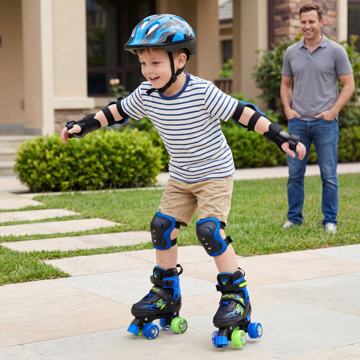 Patines de ruedas para niños y niñas, ajustables a 4 tallas, con ruedas luminosas