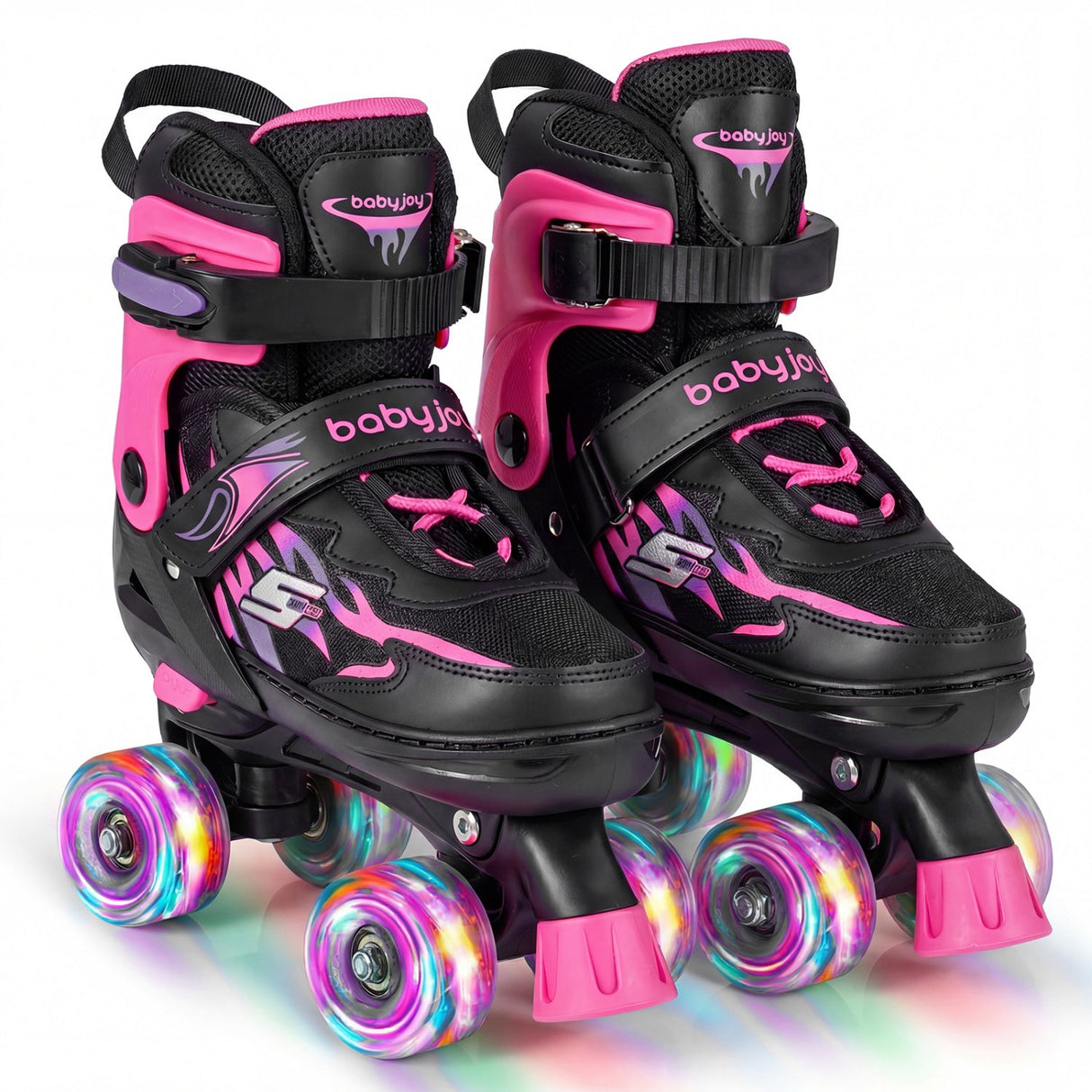 Patines de ruedas para niños y niñas, 4 tamaños ajustables, patines con ruedas iluminadas para exteriores