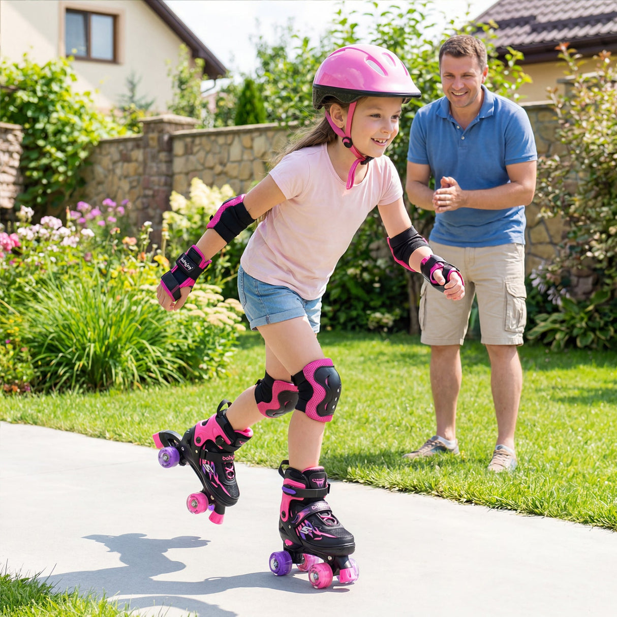 Patines de ruedas para niños y niñas, 4 tamaños ajustables, patines con ruedas iluminadas para exteriores