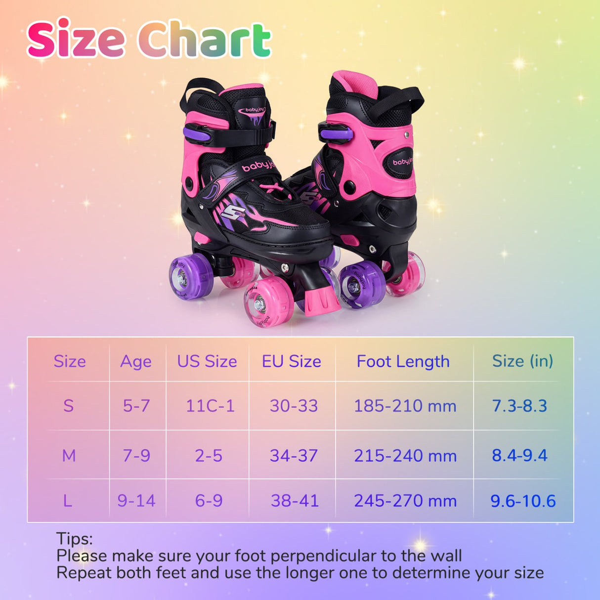 Patines de ruedas para niños y niñas, 4 tamaños ajustables, patines con ruedas iluminadas para exteriores