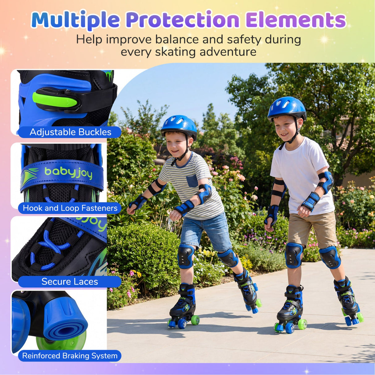 Patines de ruedas para niños y niñas, 4 tamaños ajustables, patines con ruedas iluminadas para exteriores