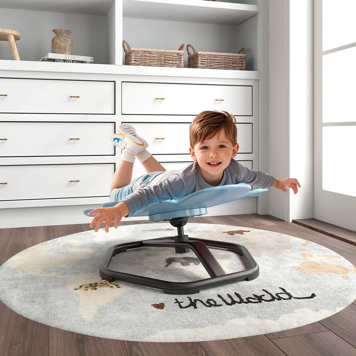 Sillón giratorio sensorial para niños, pétalo de elefante, giratorio 360°