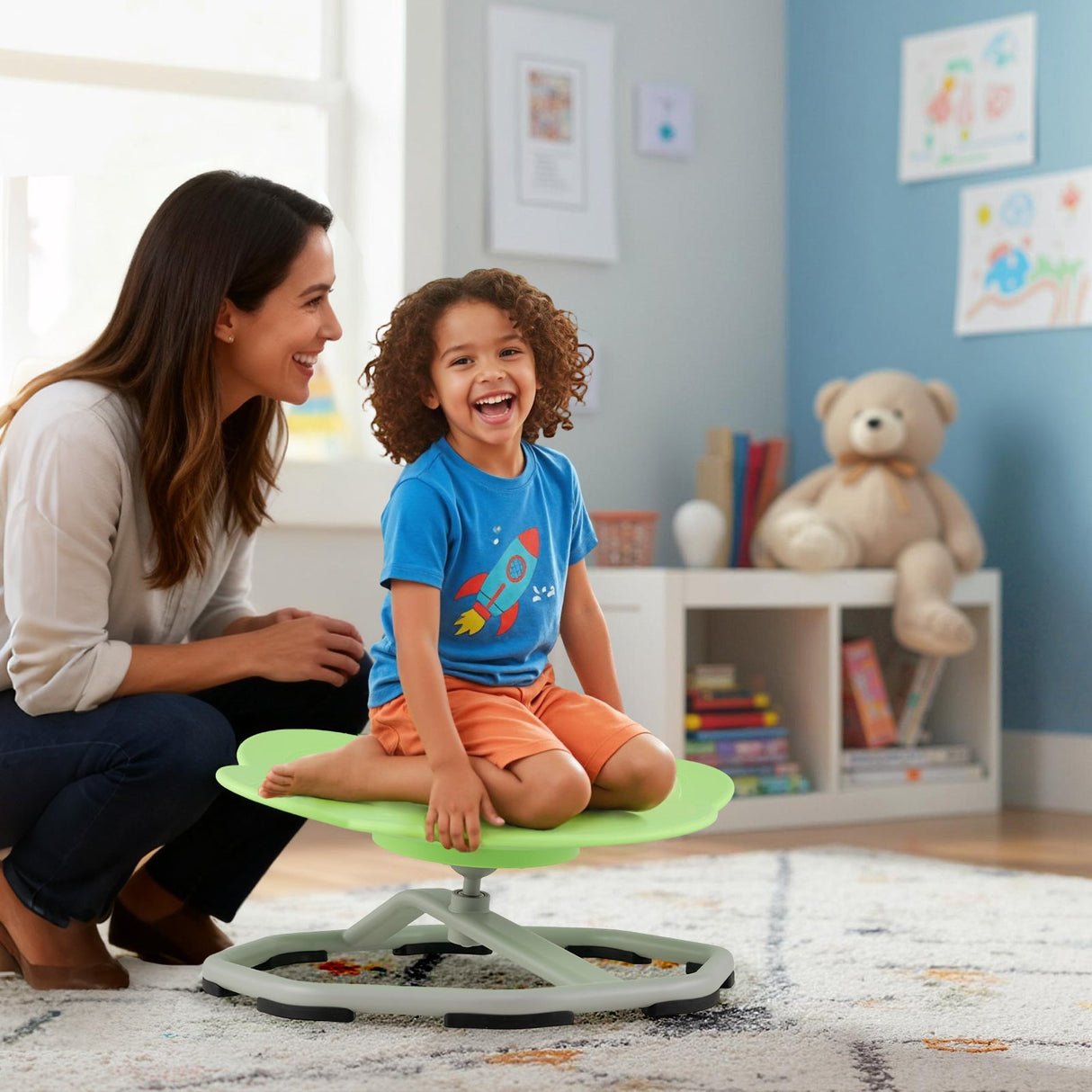 Kids Sensory Swivel Chair Cat Claw 360° Spinning Chair with Non-Slip Metal Base