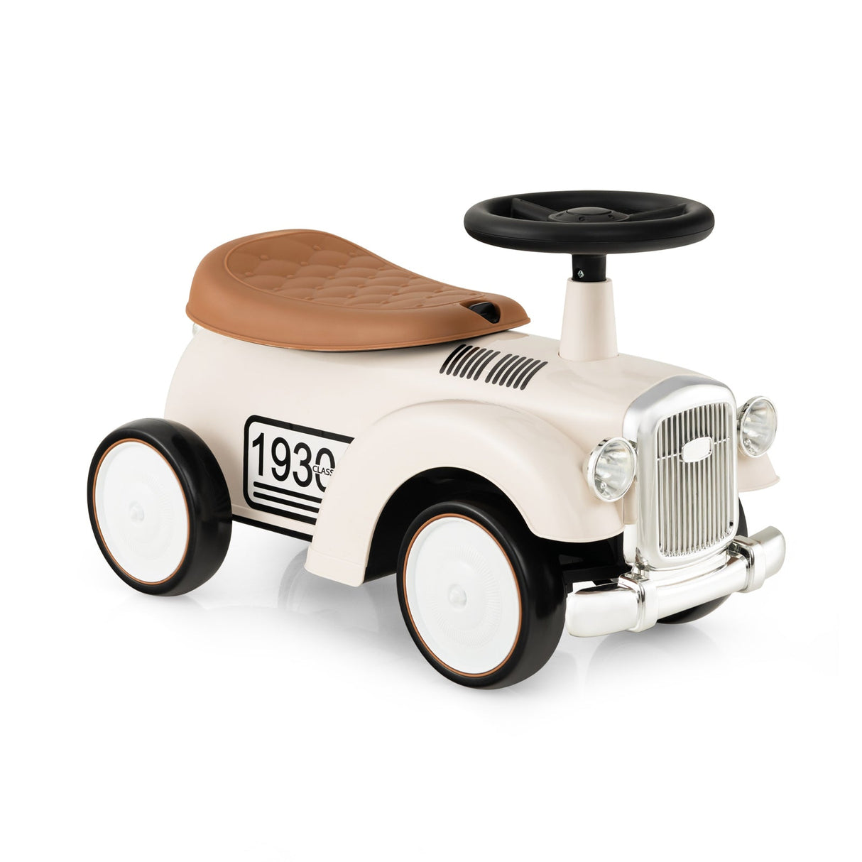 Kids Sit to Stand Vehicle with Working Steering Wheel and Under Seat Storage