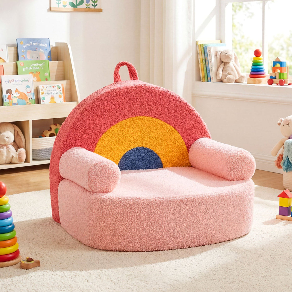 Sofá infantil, sofá de espuma para niños pequeños con suave funda de tela polar