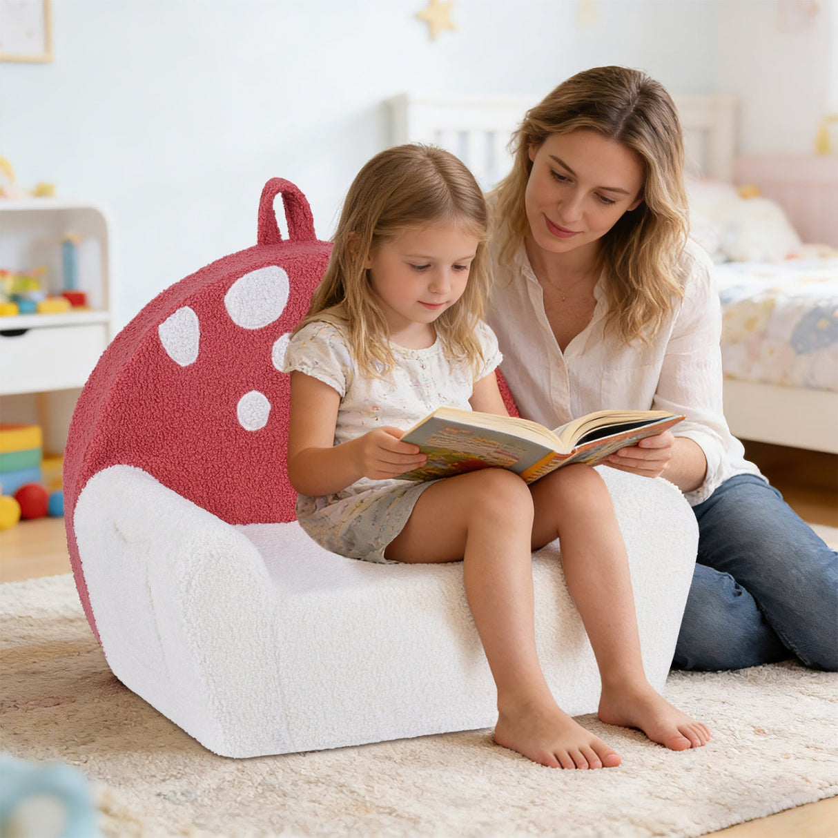 Sofá infantil, sofá de espuma para niños pequeños con suave funda de tela polar