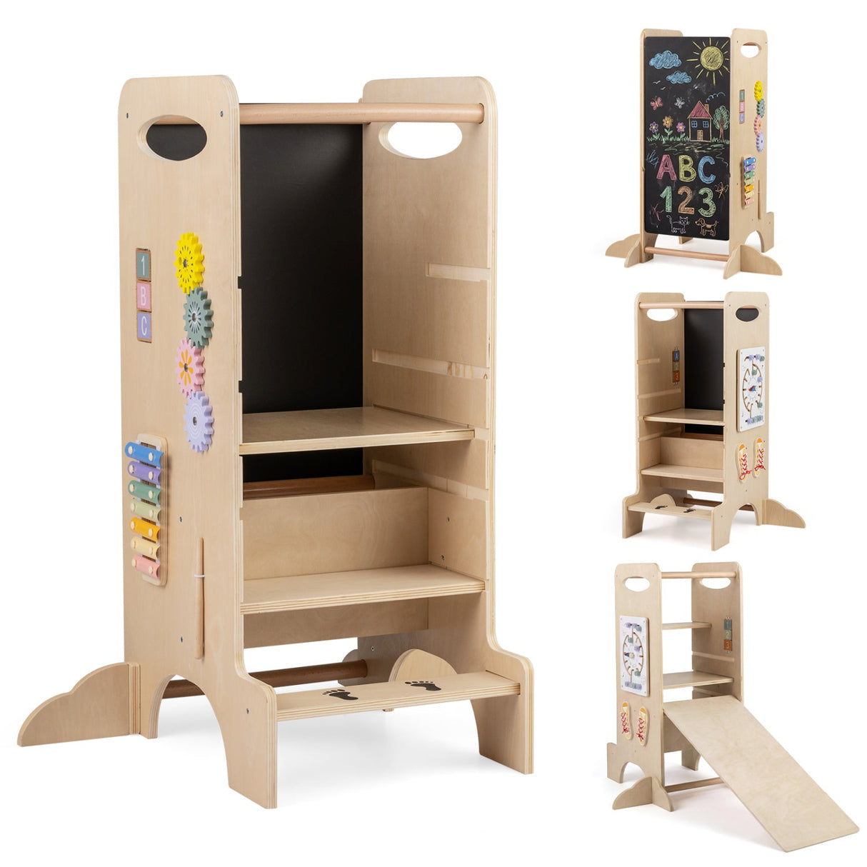 Torre de Aprendizaje para Niños con Pizarra Desmontable y Juegos Montessori para Mayores de 3 Años