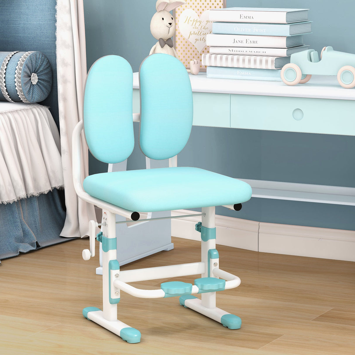 Silla de estudio ergonómica para niños con altura regulable y doble respaldo