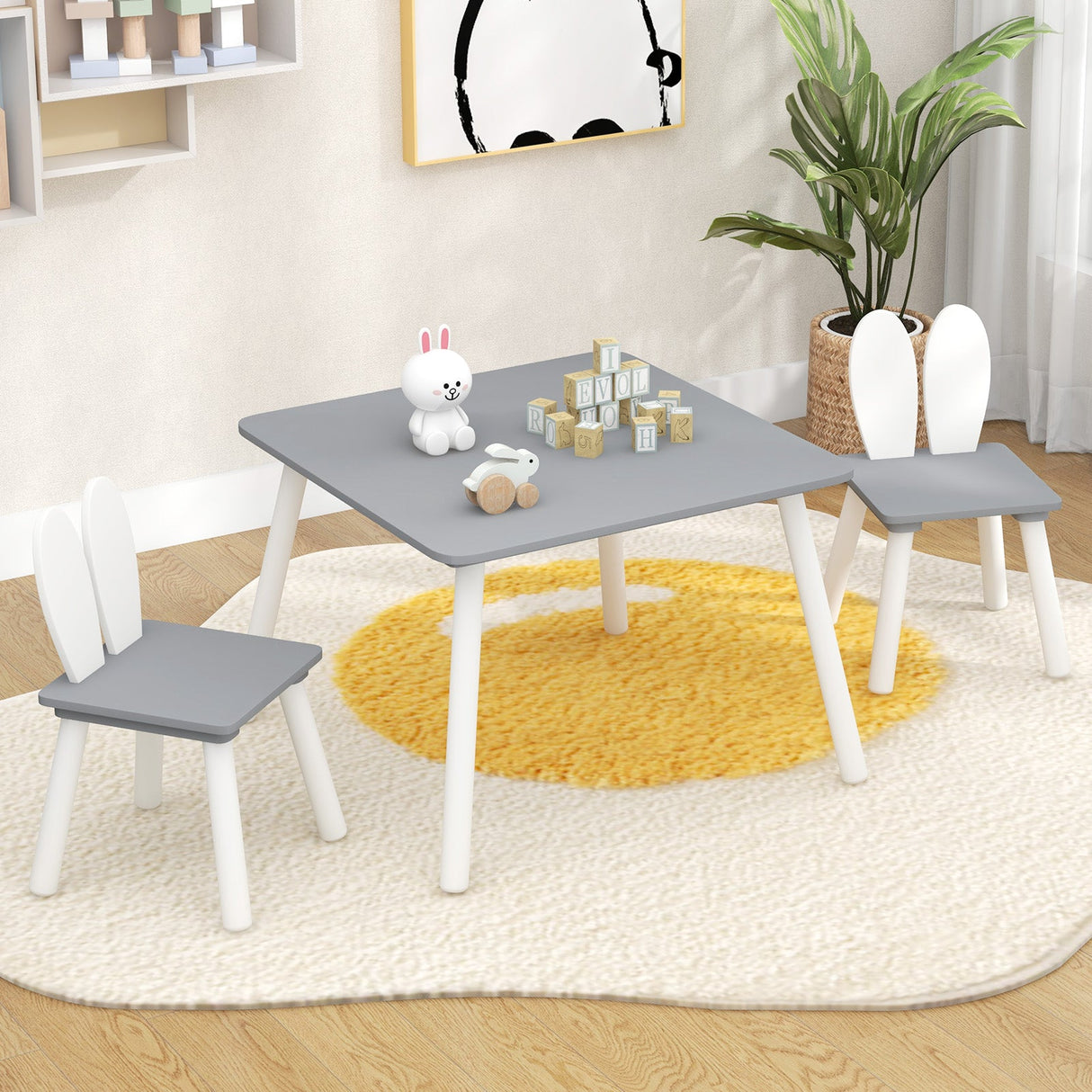 Juego de mesa y 2 sillas para niños de 3 piezas para manualidades y meriendas