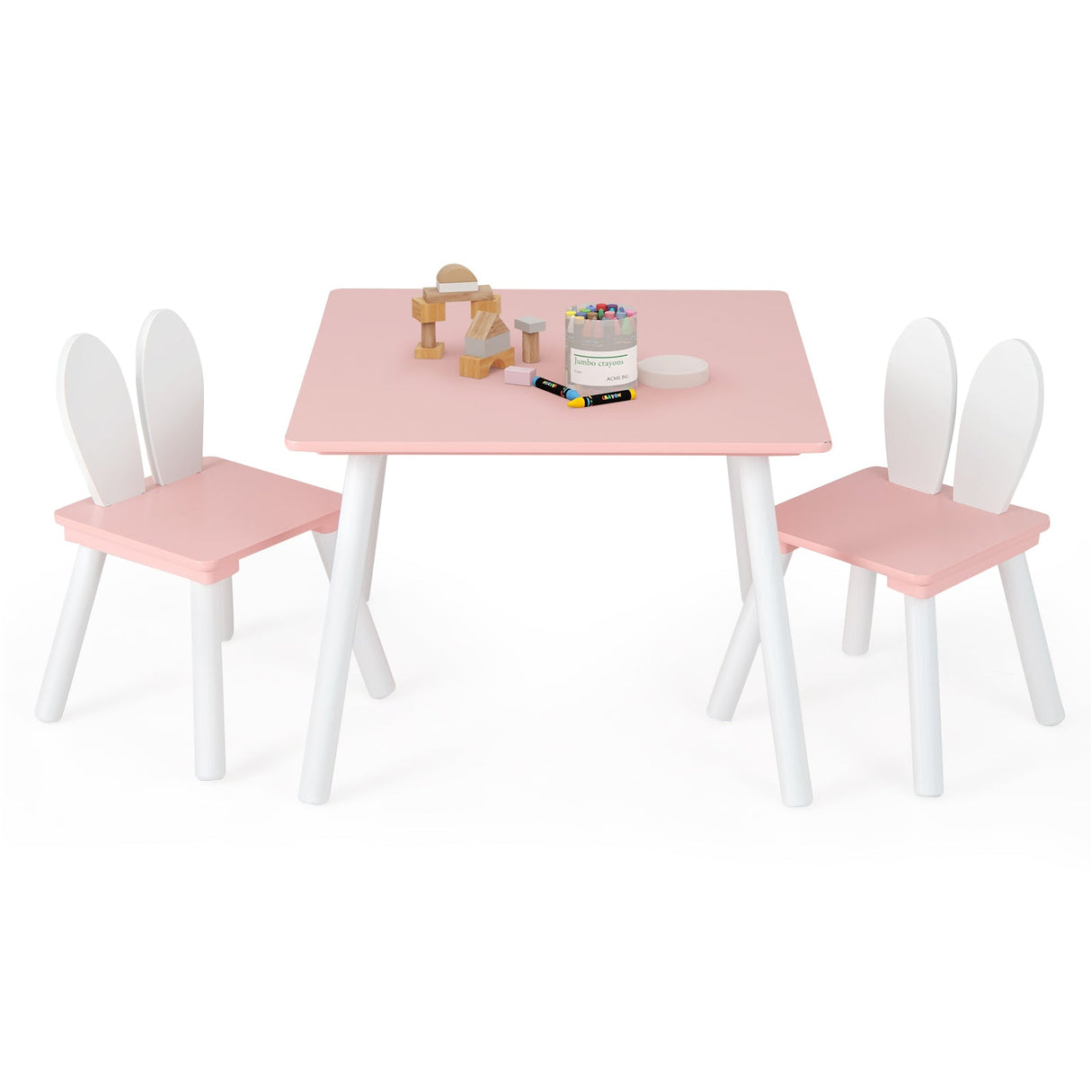Juego de mesa y 2 sillas para niños de 3 piezas para manualidades y meriendas
