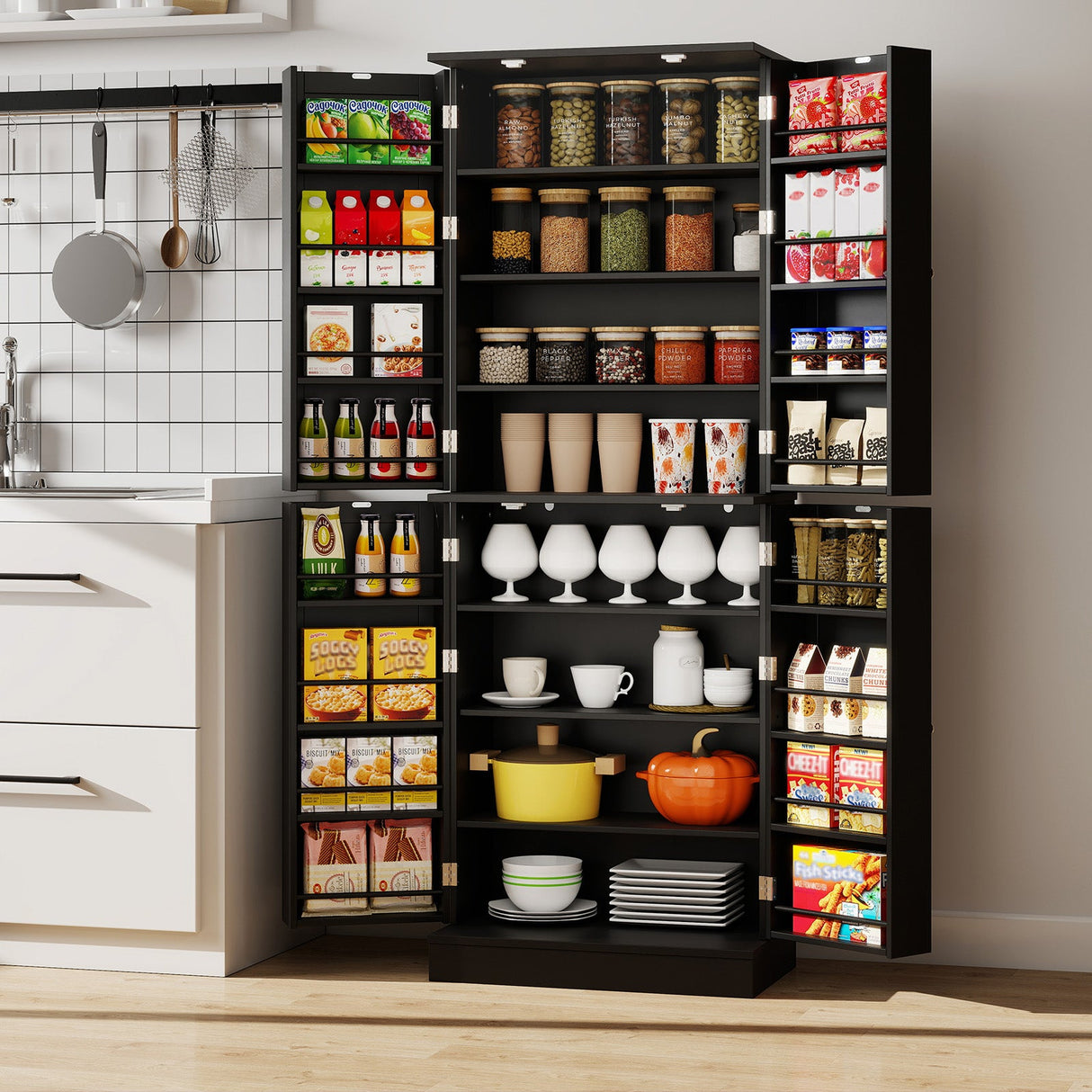Alacena de cocina 65.5 pulgadas, mueble alto independiente tipo bufé