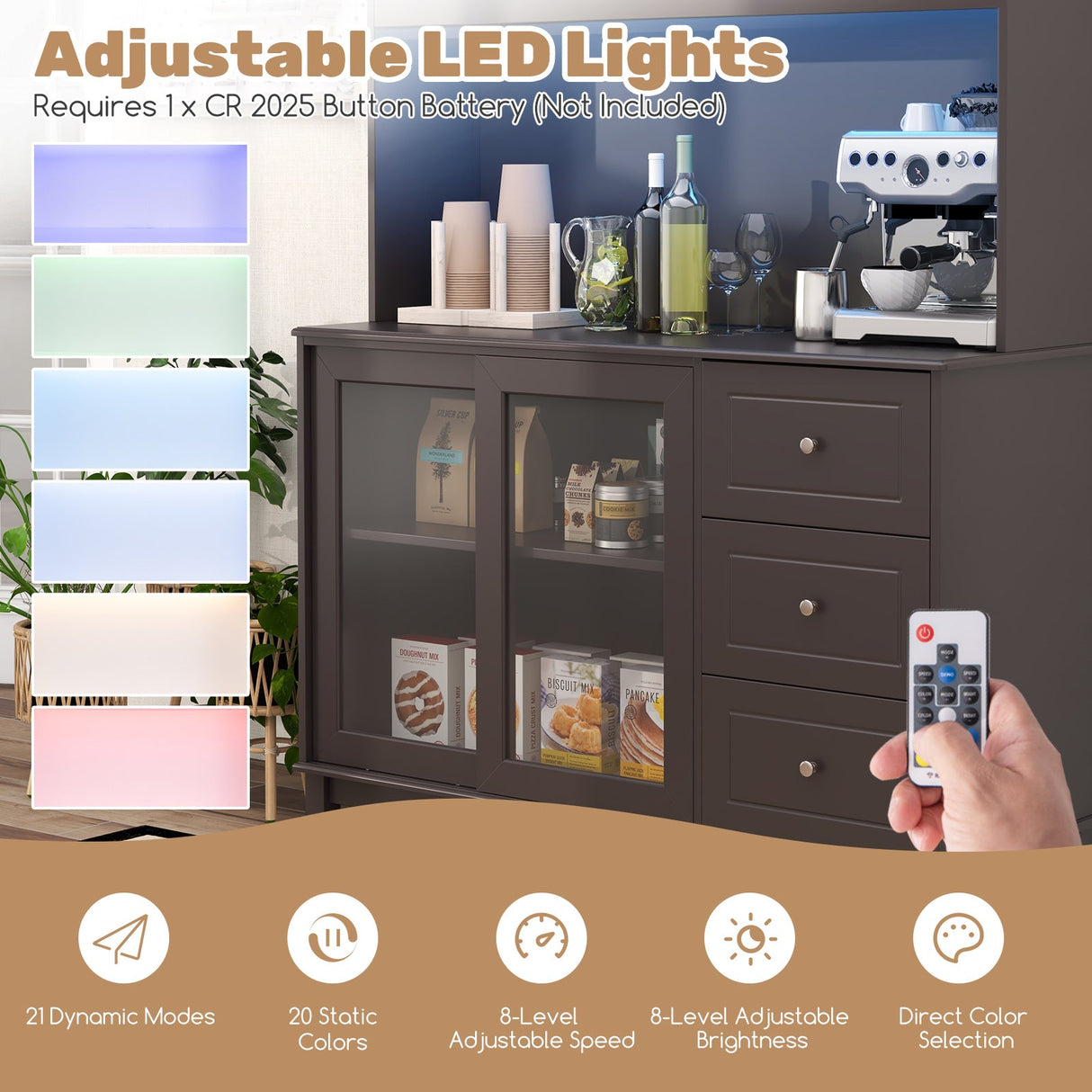 Mueble Alacena para Cocina con Luces LED y Enchufe