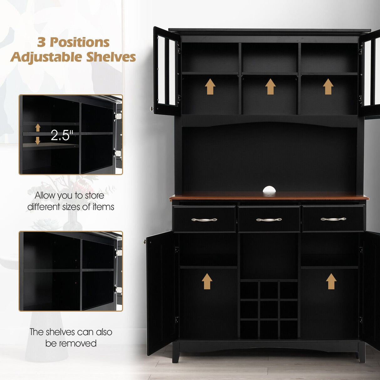 Aparador de madera con 3 cajones grandes