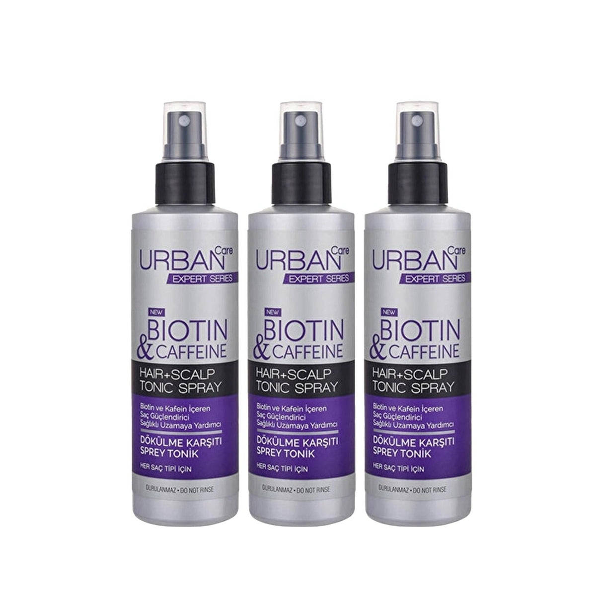 URBAN Care Expert Biotin & Caffeine Hair Tonic - Anti-Hair Loss, Strengthens Follicles, 200ml x 3 Pack