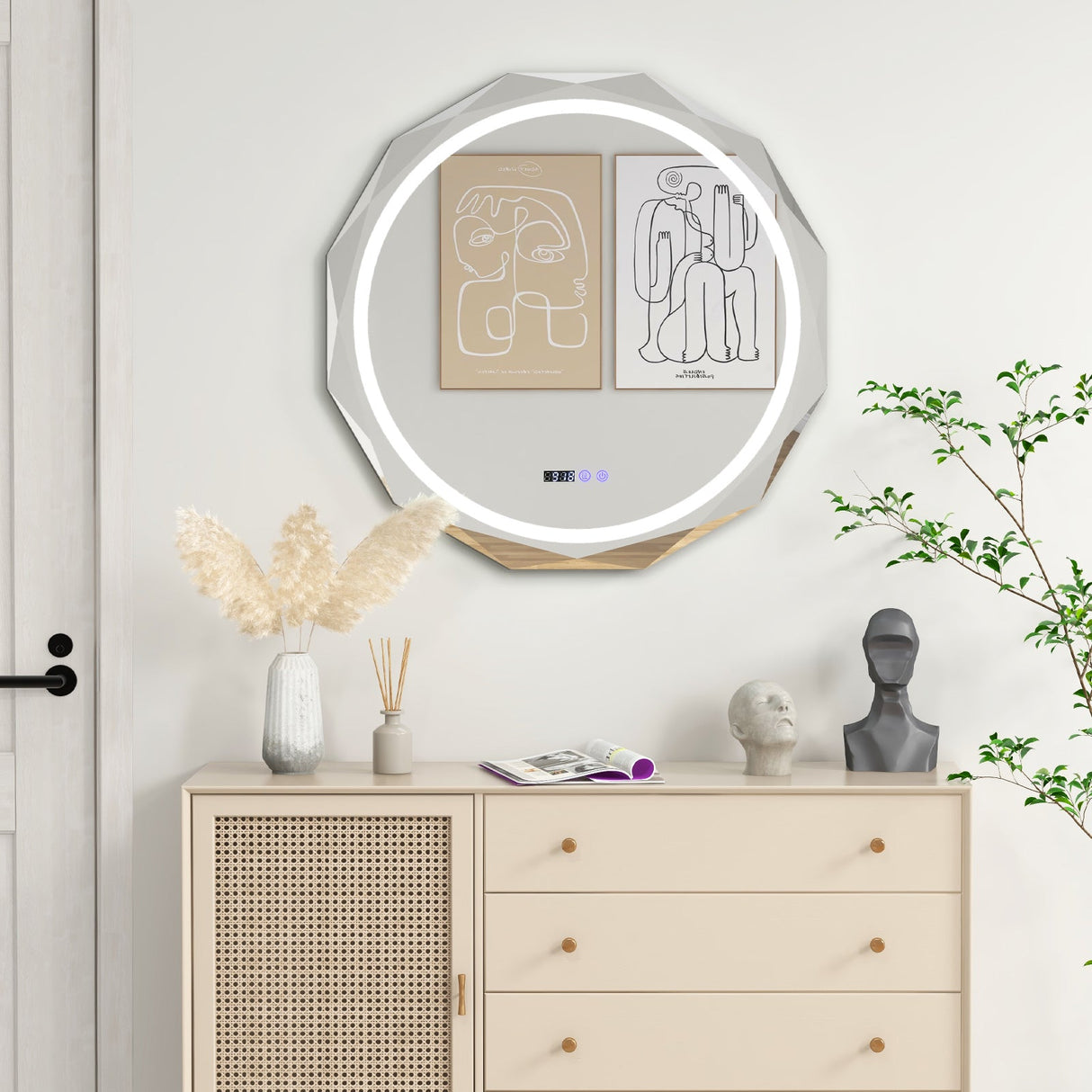 Espejo de baño LED antivaho con temperatura de 3 colores sin escalonamientos