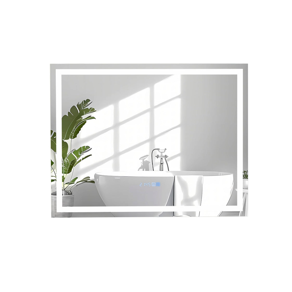Espejo de baño LED rectangular montado en la pared con luces regulables de 3 colores