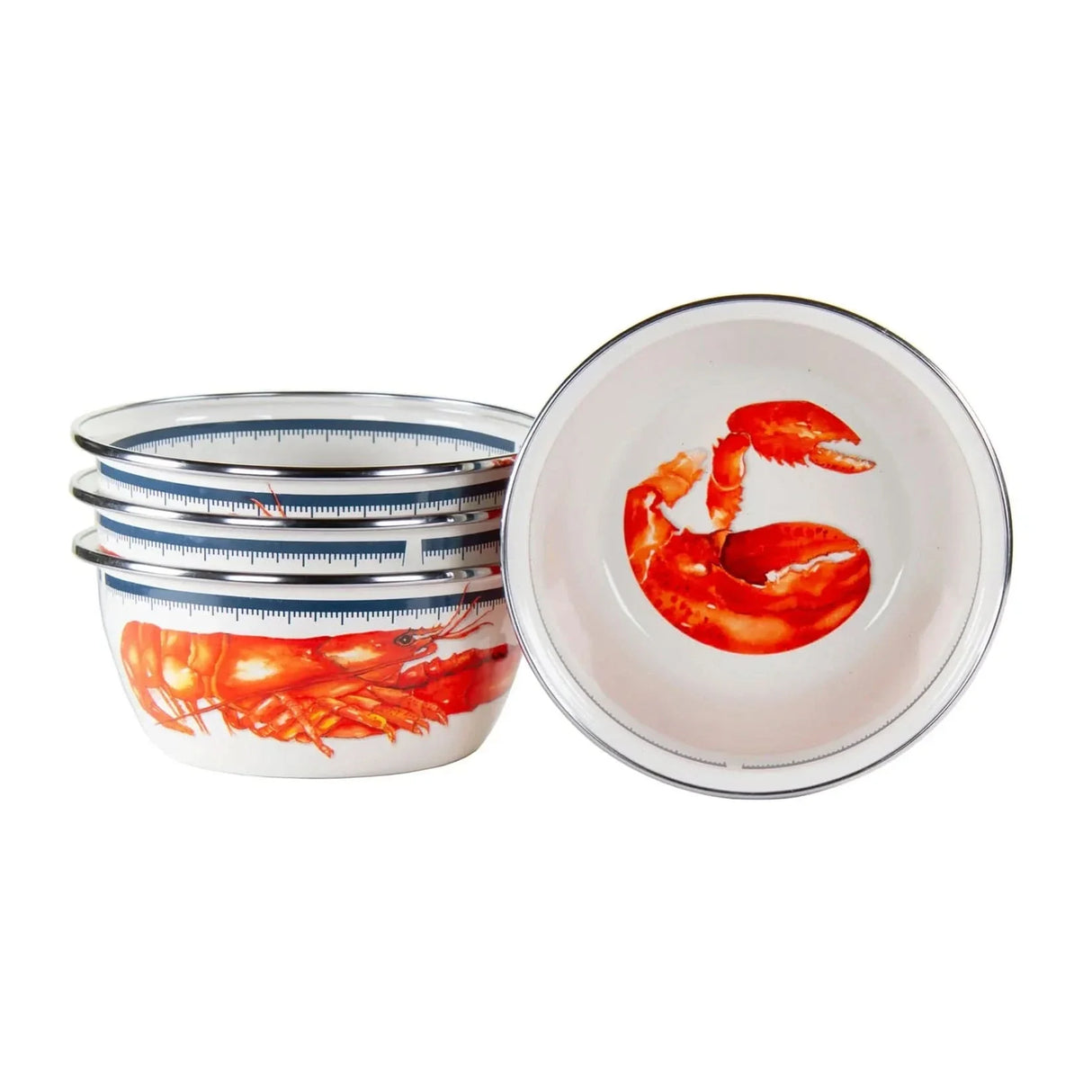 Golden Rabbit Enamelware Salad Bowls - Set of 4