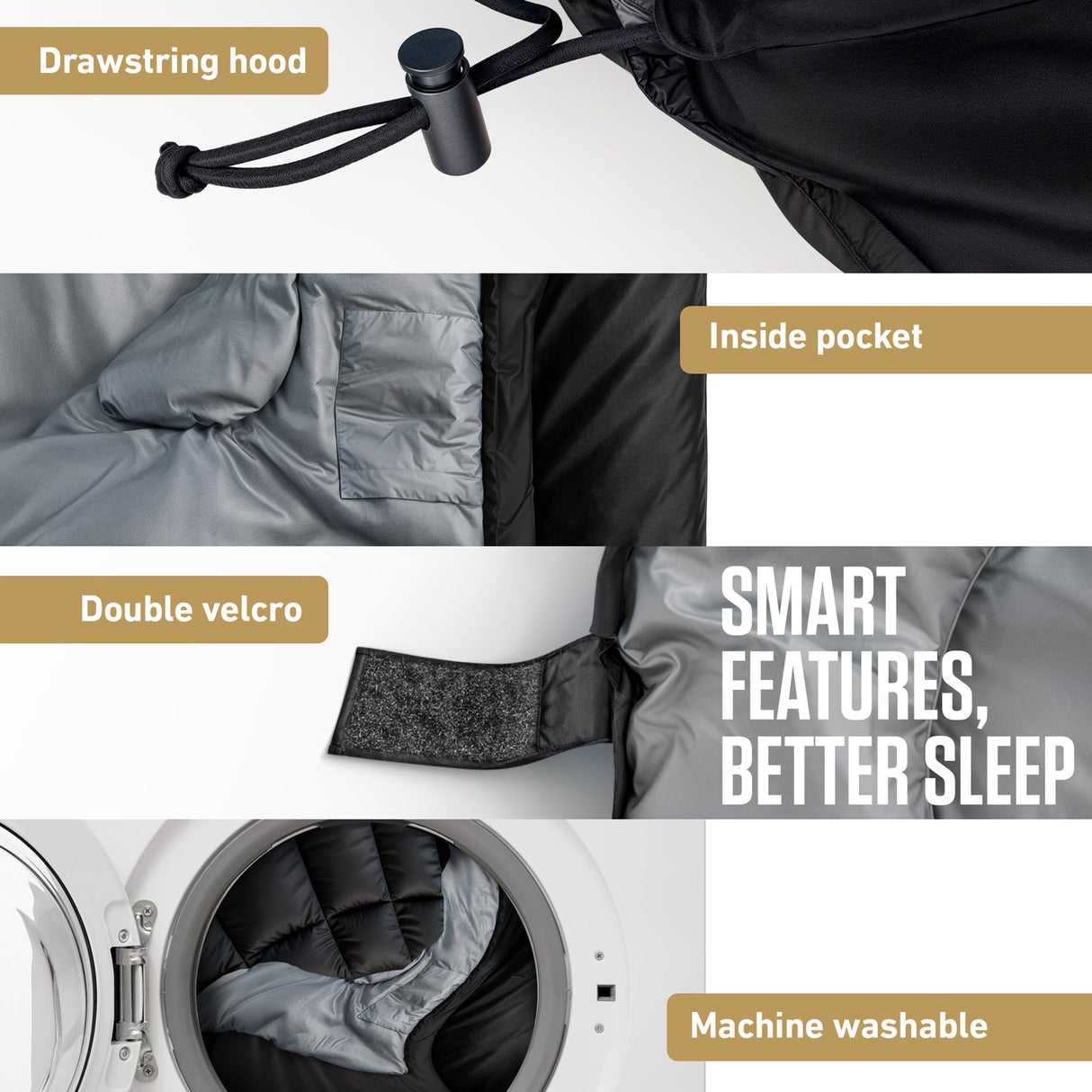 Saco de dormir XXL para campistas grandes y altos