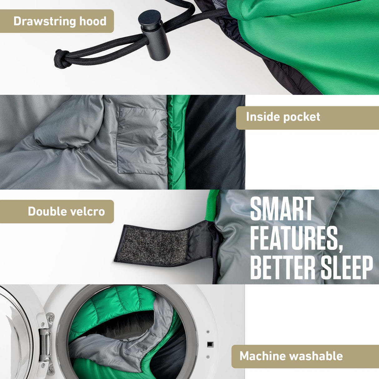 Saco de dormir XXL para campistas grandes y altos