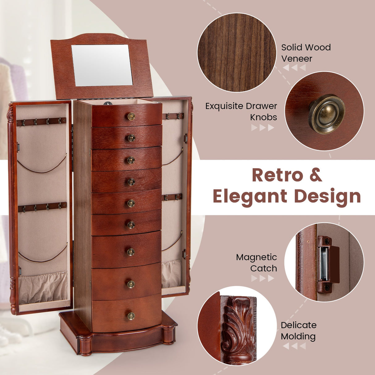Organizador de Joyas Grande de Madera