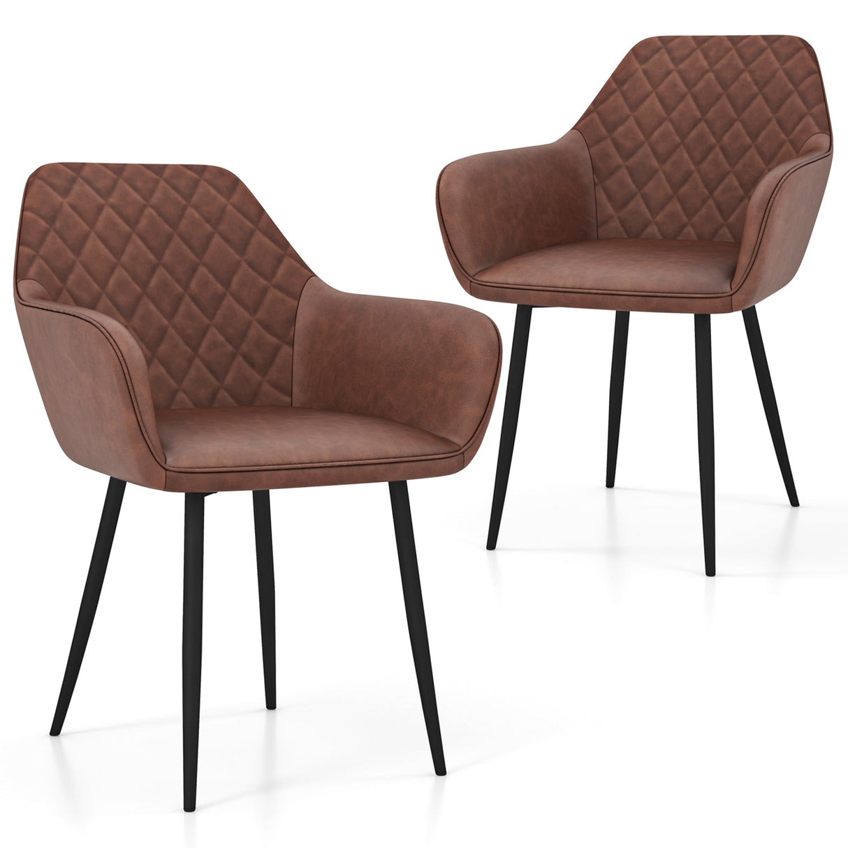 Juego de 2 sillas de comedor de ocio con respaldo curvo y asiento ancho