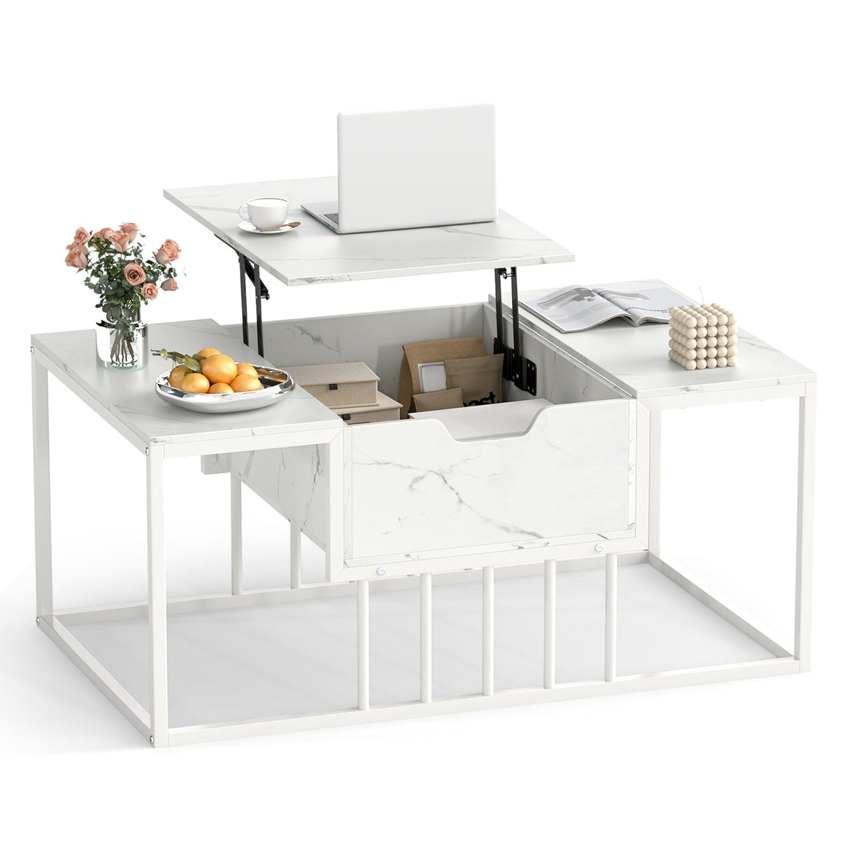 Mesa de centro elevable con compartimento de almacenamiento oculto