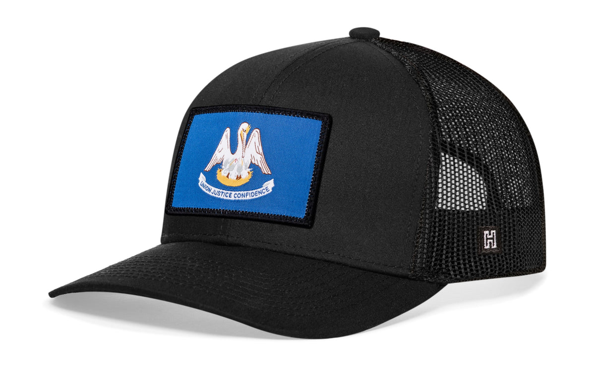 Louisiana Flag Trucker Hat | Black Louisiana Flag Snapback