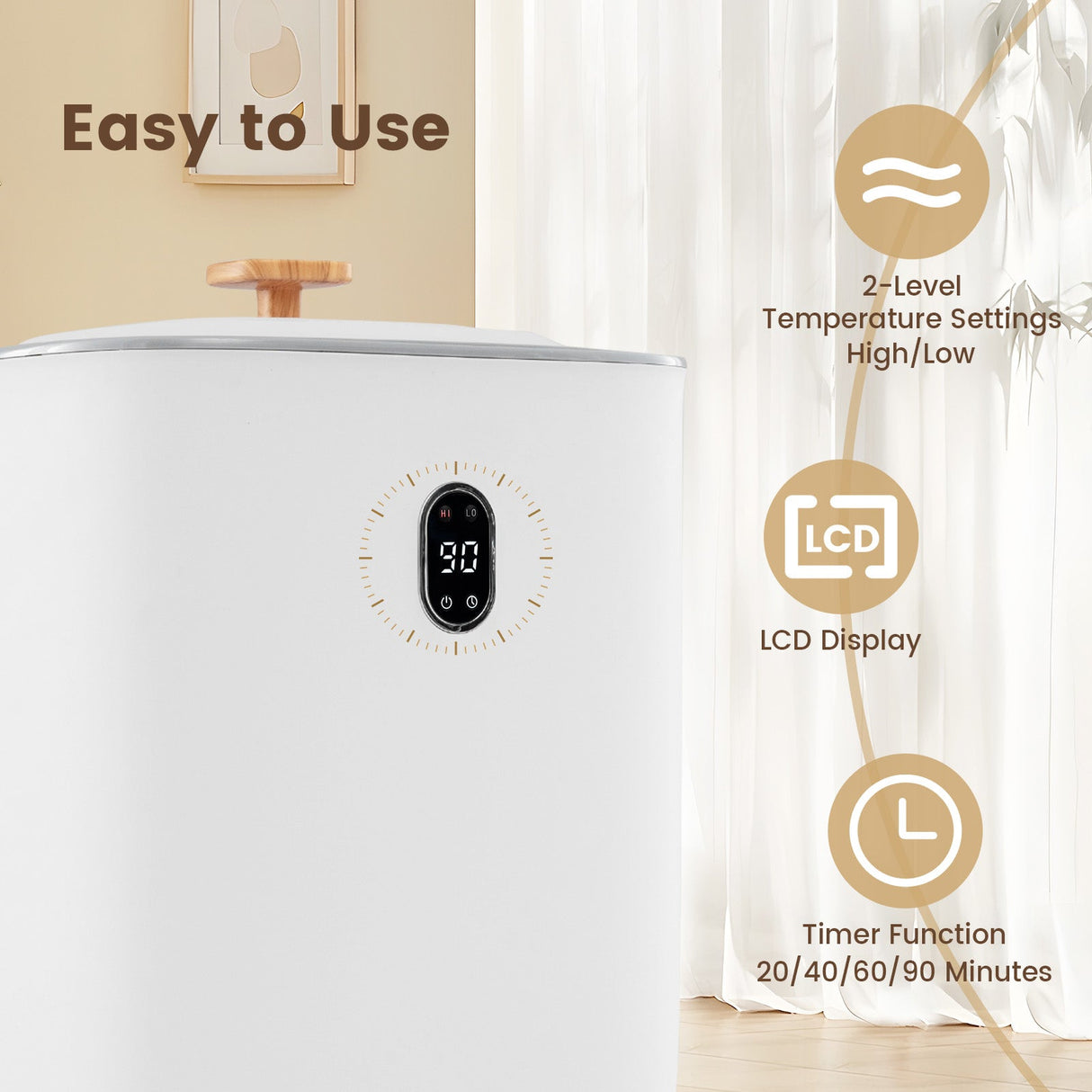 Calentador de Toallas de Lujo de 40L, Cubo de Toallas Calientes con 2 Temperaturas de Calentamiento-Blanco