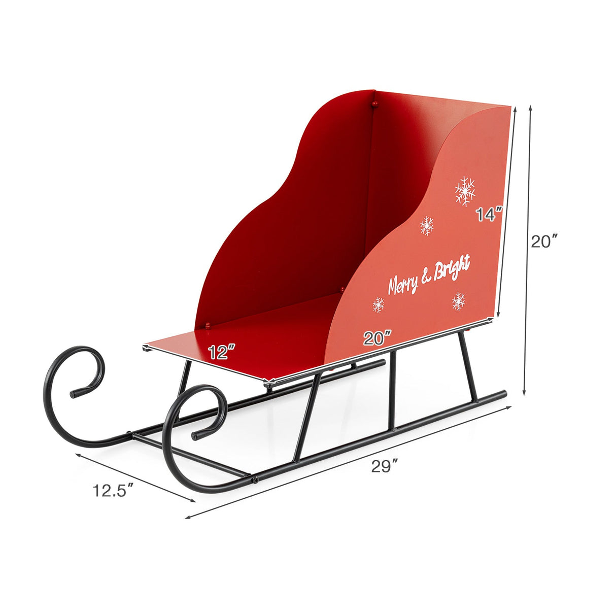 Cesta de trineo de Papá Noel de metal para Navidad, trineo de Papá Noel para guardar regalos de Navidad