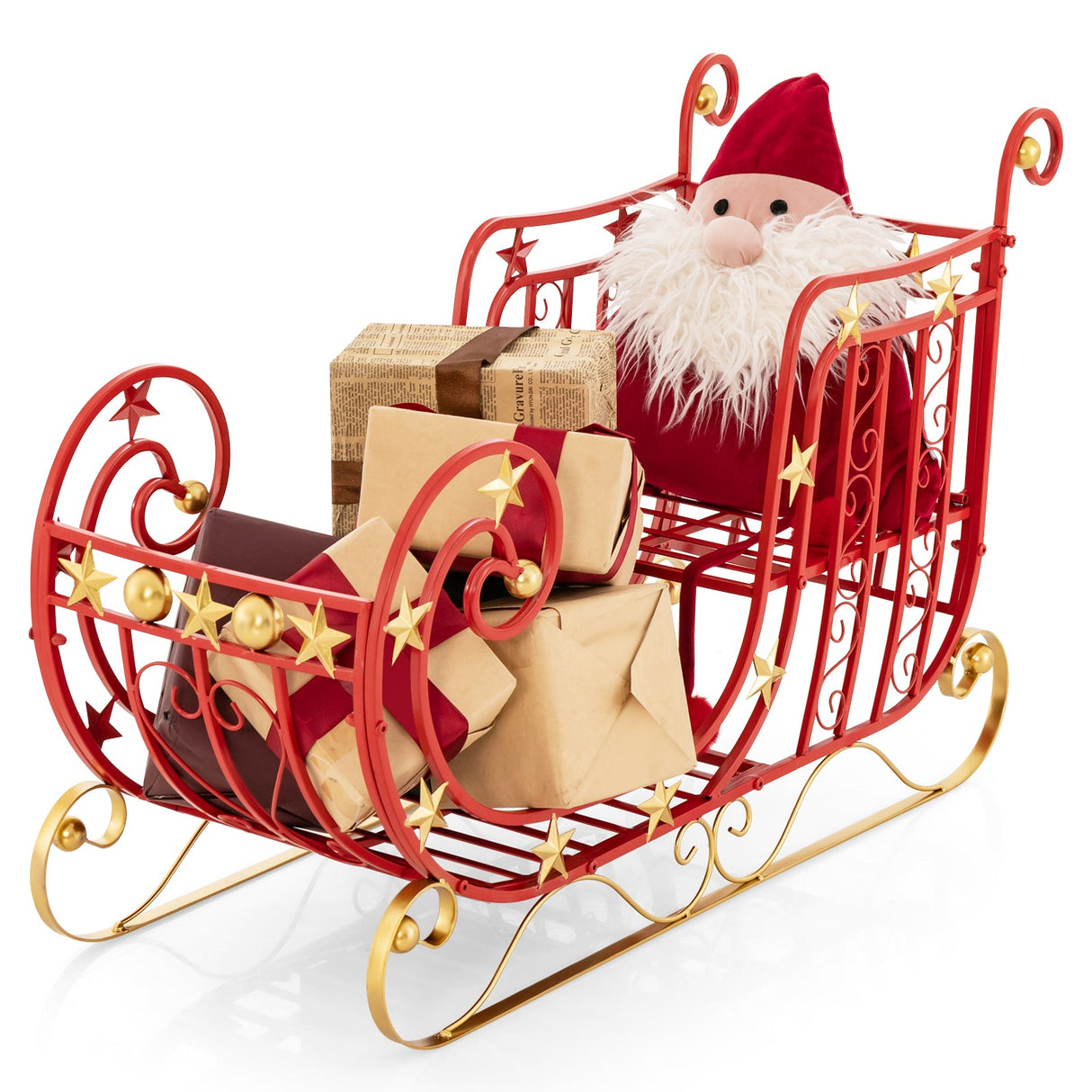 Trineo de metal de Papá Noel con gran área de carga para regalos
