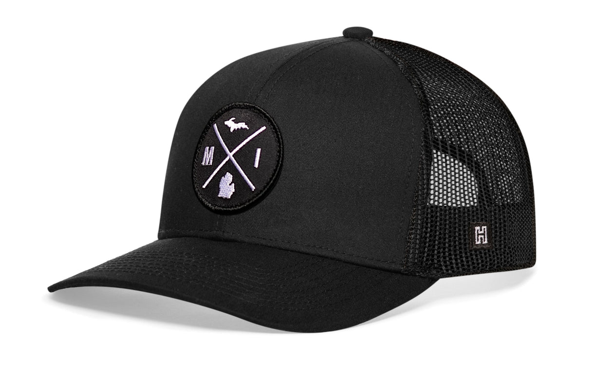 Michigan Trucker Hat | Black MI X Snapback
