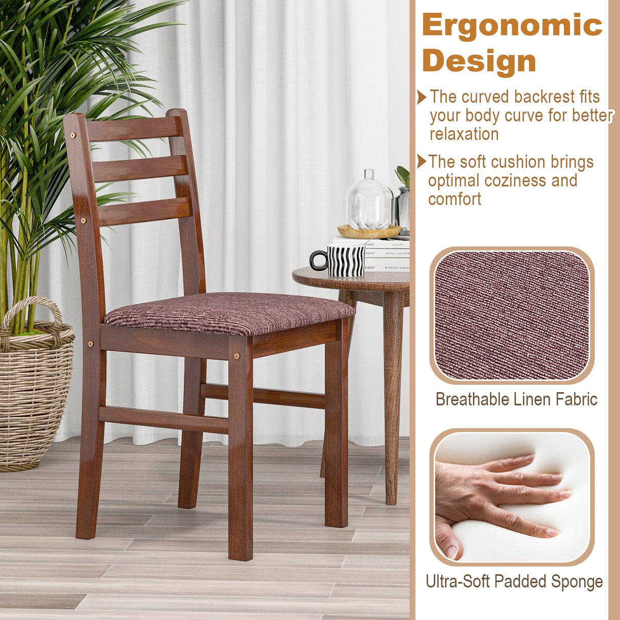 Juego de 2 sillas de comedor de madera de mediados de siglo-Espresso