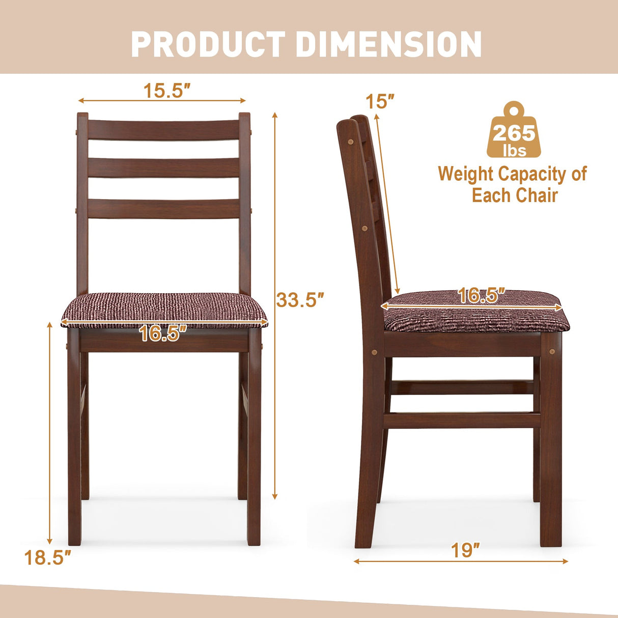 Juego de 2 sillas de comedor de madera de mediados de siglo-Espresso