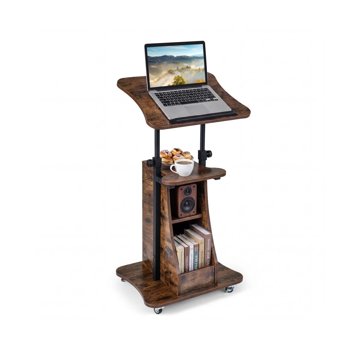 Sit-to-Stand Laptop Desk Cart Height Adjustable with Storage