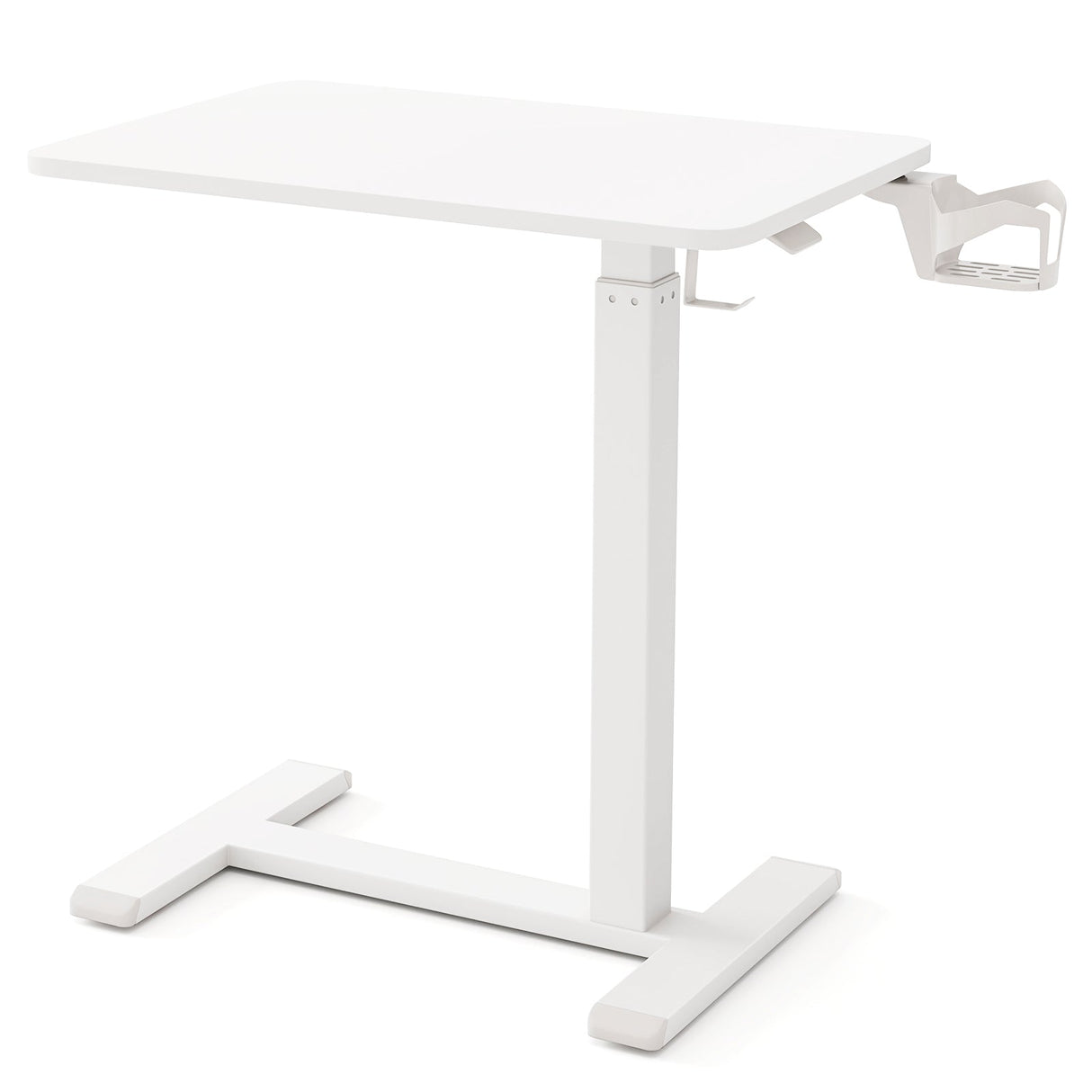 Mesa auxiliar de cama móvil de altura regulable con soporte para vasos