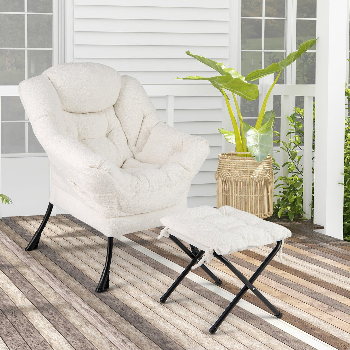 Sillón moderno con reposapiés plegable y almohada para la cabeza