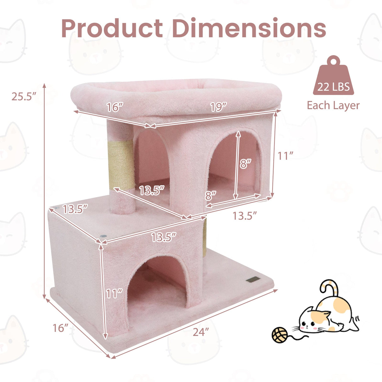 Árbol rascador moderno para gatos con rascador de ahorro de espacio con percha tapizada y 2 condominios para gatos