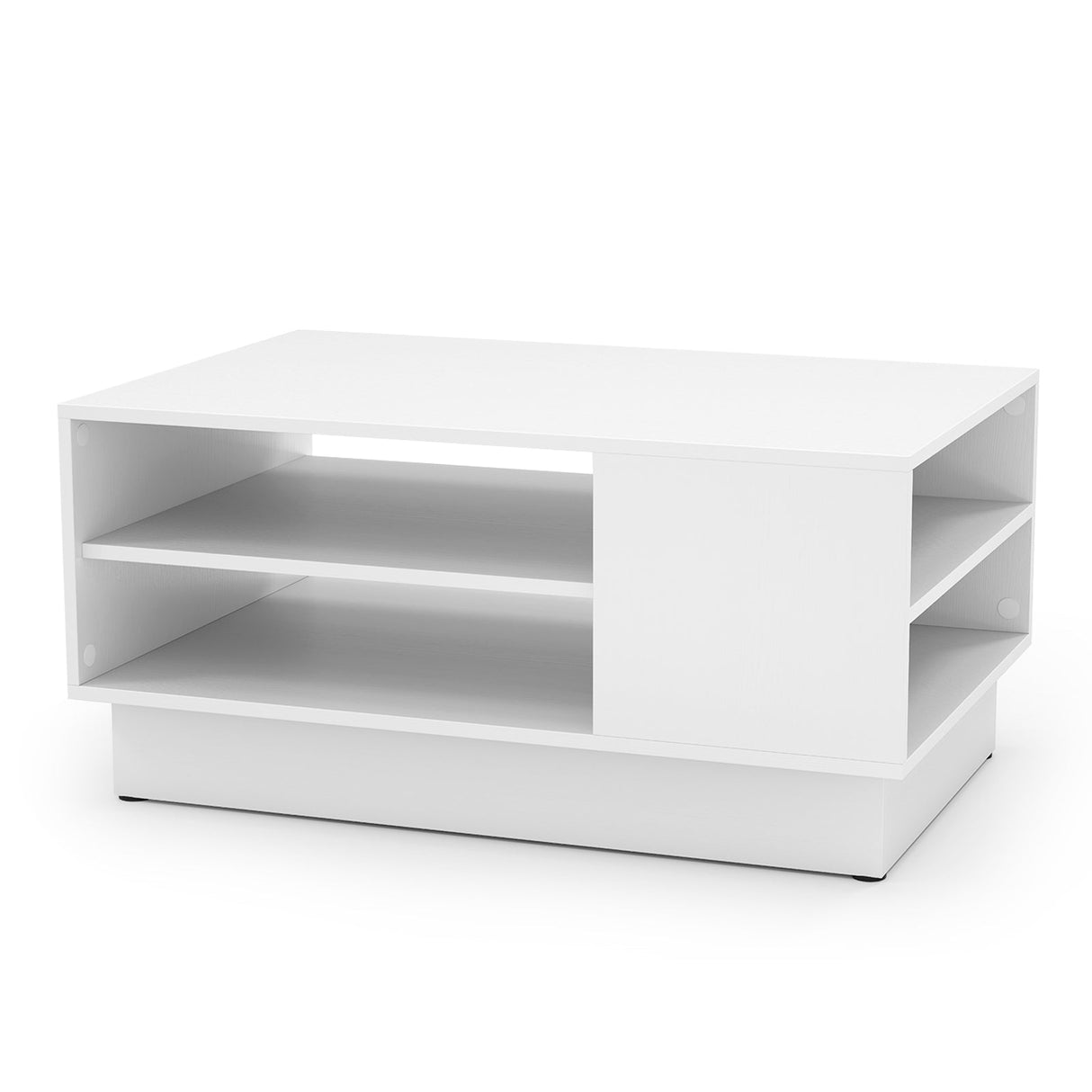 Mesa de centro moderna con estantes abiertos de 2 niveles-Blanco