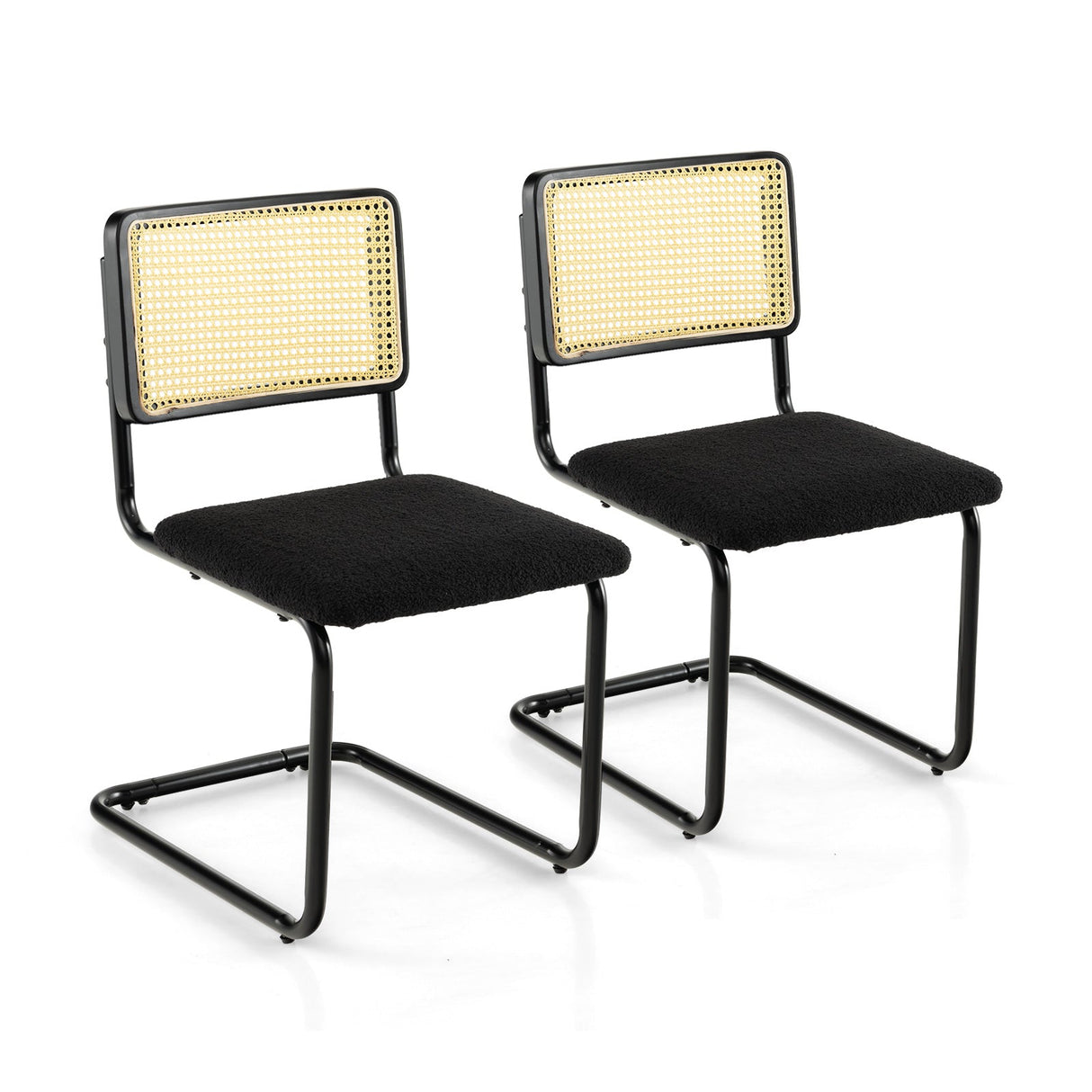 2 Sillas de Comedor Modernas de Mediados de Siglo con Diseño Cantilever-Negro