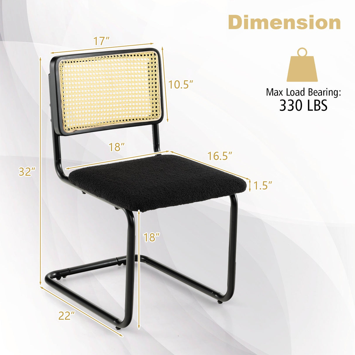 2 Sillas de Comedor Modernas de Mediados de Siglo con Diseño Cantilever-Negro