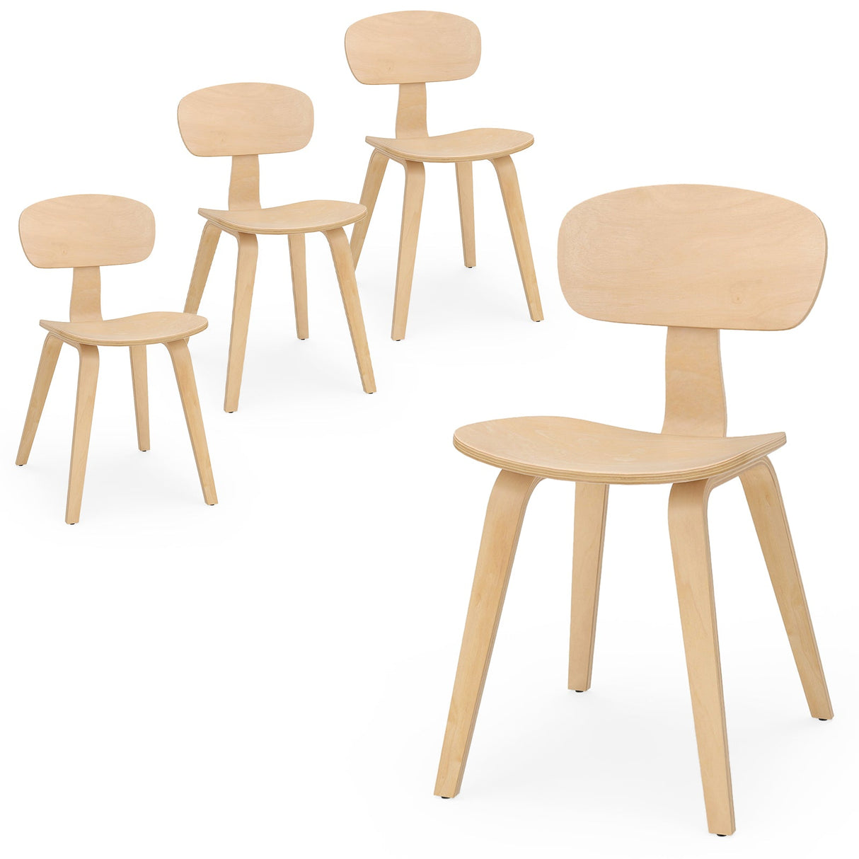 Modern Dining Chair Set of 4 with Wide Seat-Natural
