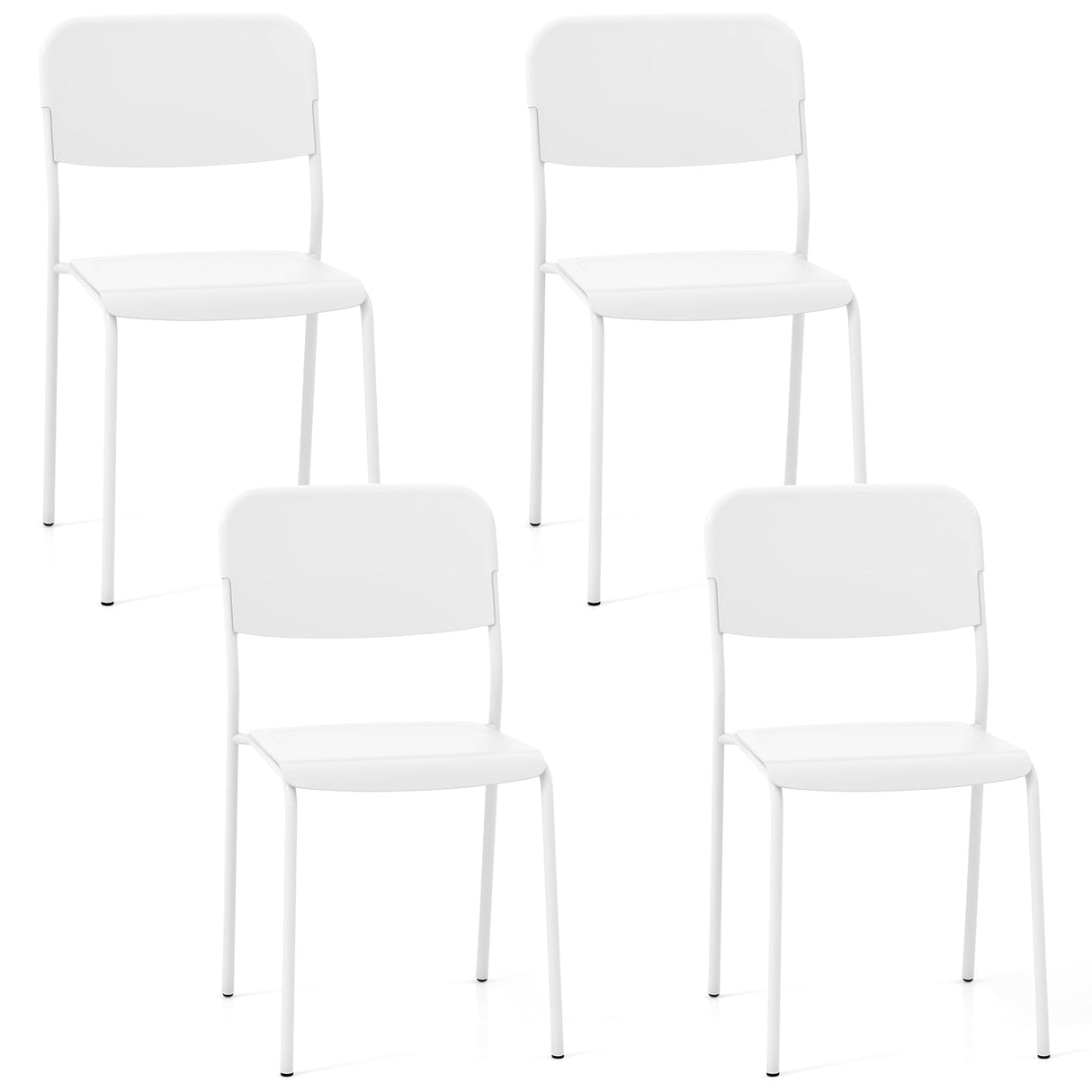 Sillas de comedor modernas (juego de 4) con respaldo inclinado y patas de metal resistentes