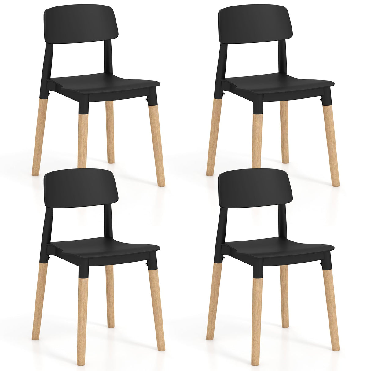 Juego de 4 sillas de comedor modernas con respaldo ergonómico para comedor