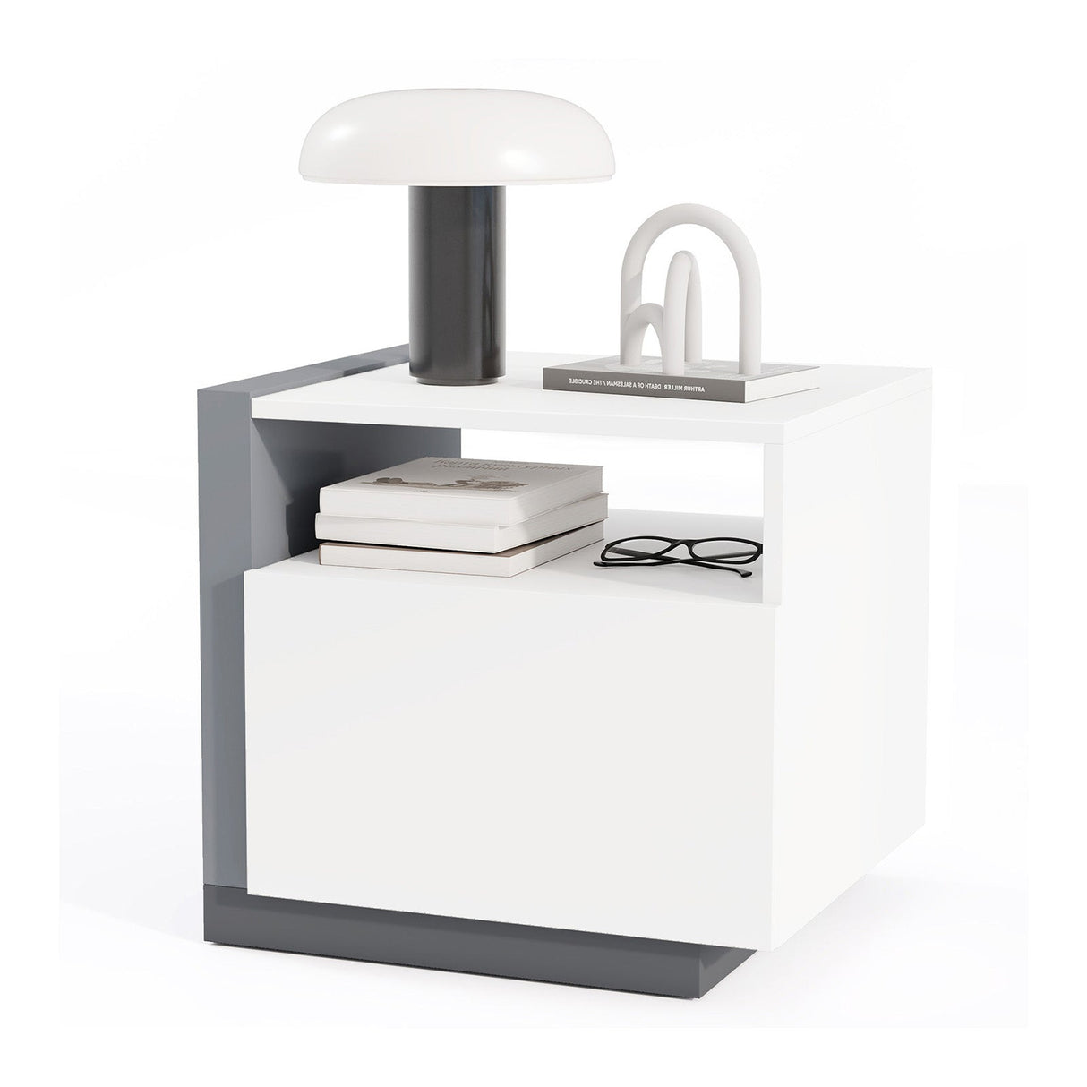 Modern Minimalist Nightstand with Drawer for Bedroom