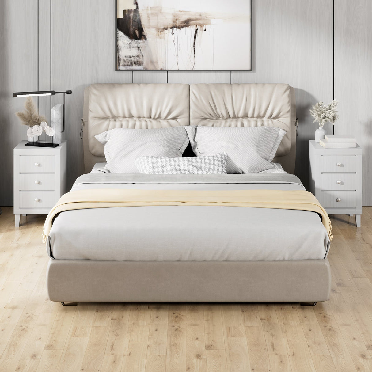 Mesita de Noche Moderna con 3 Cajones para Dormitorio o Sala de Estar